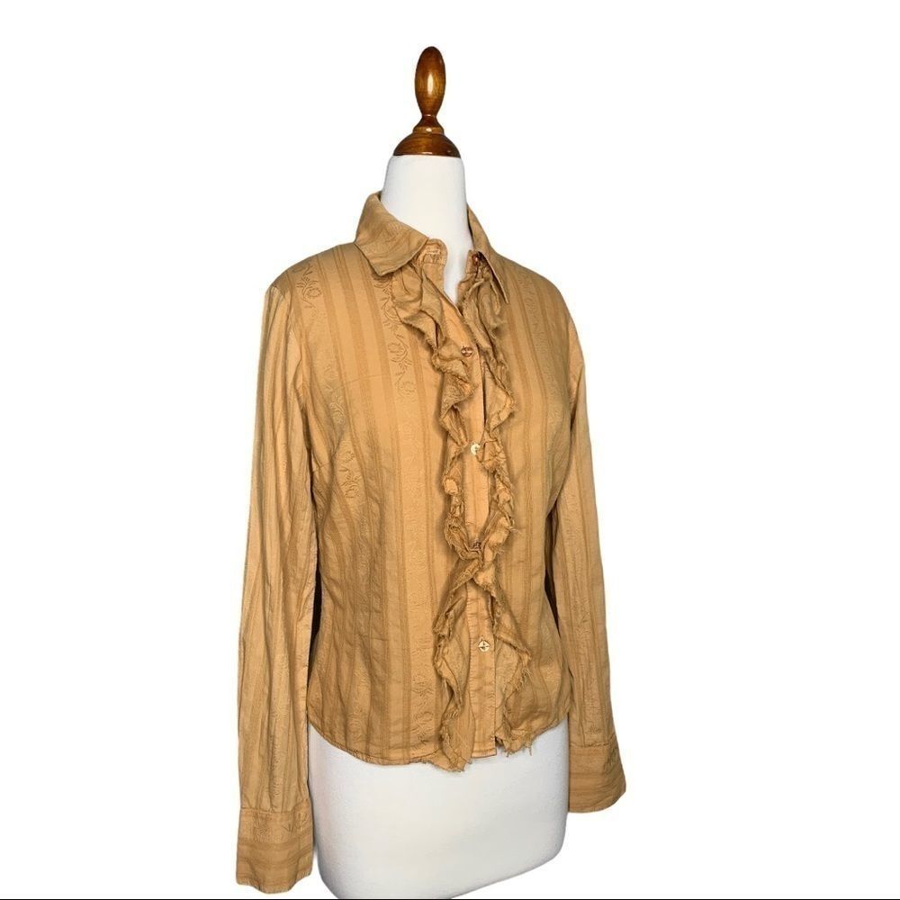 Ella Moss Mustard Ruffle Button-Down Shirt